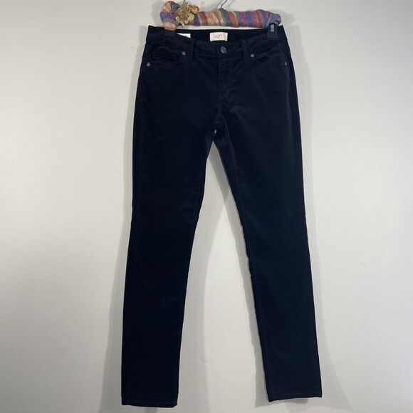 Loft Outlet Women's Curvy Skinny Pants Stretch Black Velvet Velour Casual Size 0 - Picture 1 of 13